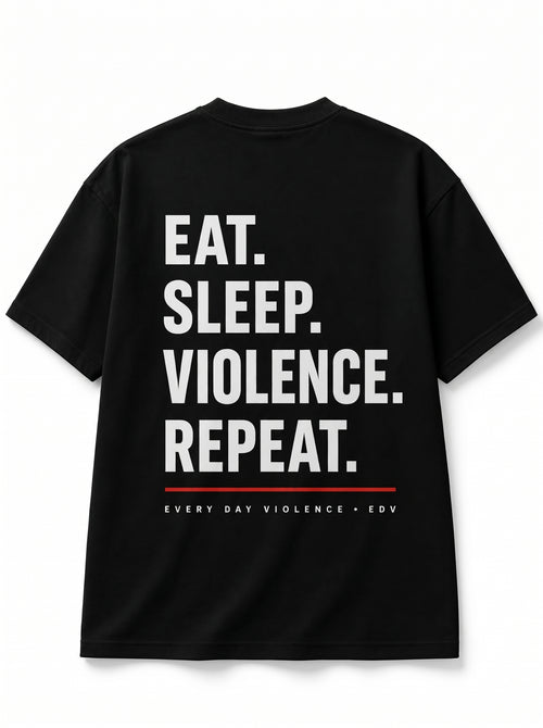 Camiseta EDV Eat. Sleep. Violence. Repeat. Preta